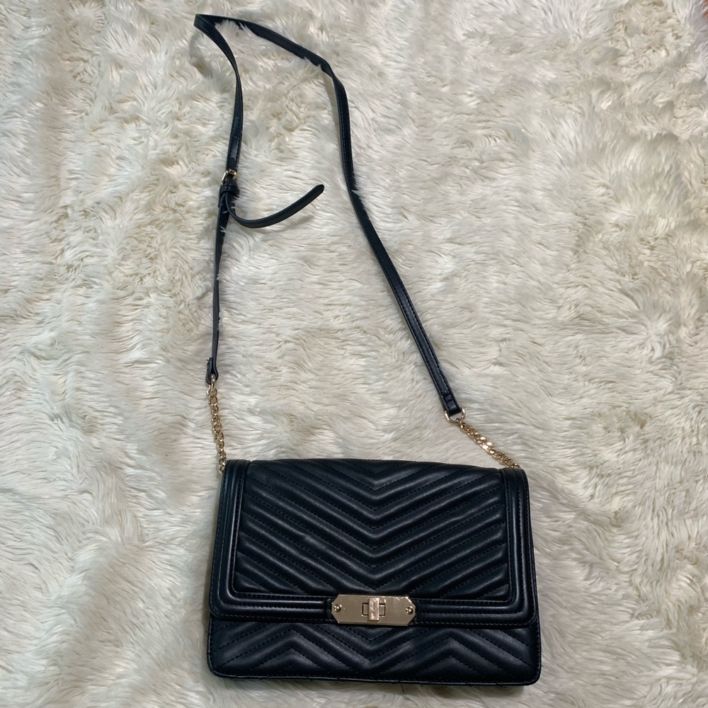 Fancy black crossody with gold detailing